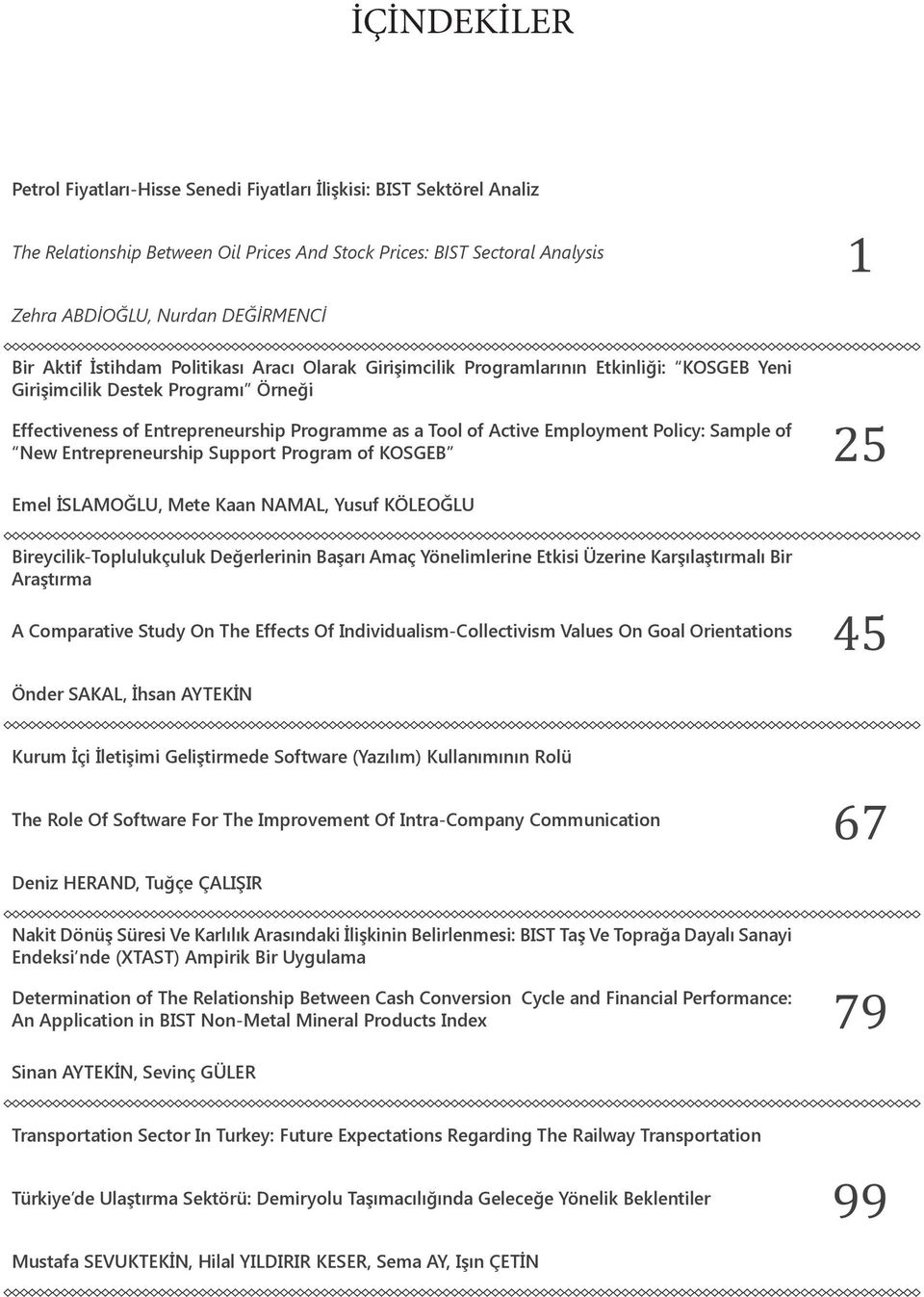 Employment Policy: Sample of New Entrepreneurship Support Program of KOSGEB 25 Emel İSLAMOĞLU, Mete Kaan NAMAL, Yusuf KÖLEOĞLU Bireycilik-Toplulukçuluk Değerlerinin Başarı Amaç Yönelimlerine Etkisi