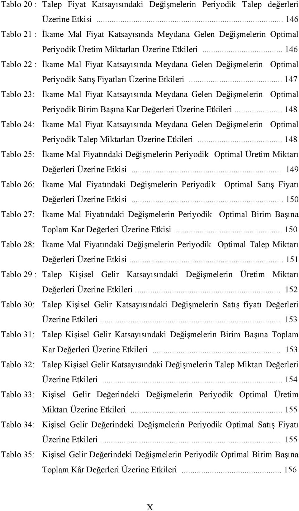 .. 46 Tablo : İkame Mal Fiyat Katsayısında Meydana Gelen Değişmelerin Optimal Periyodik Satış Fiyatları Üzerine Etkileri.