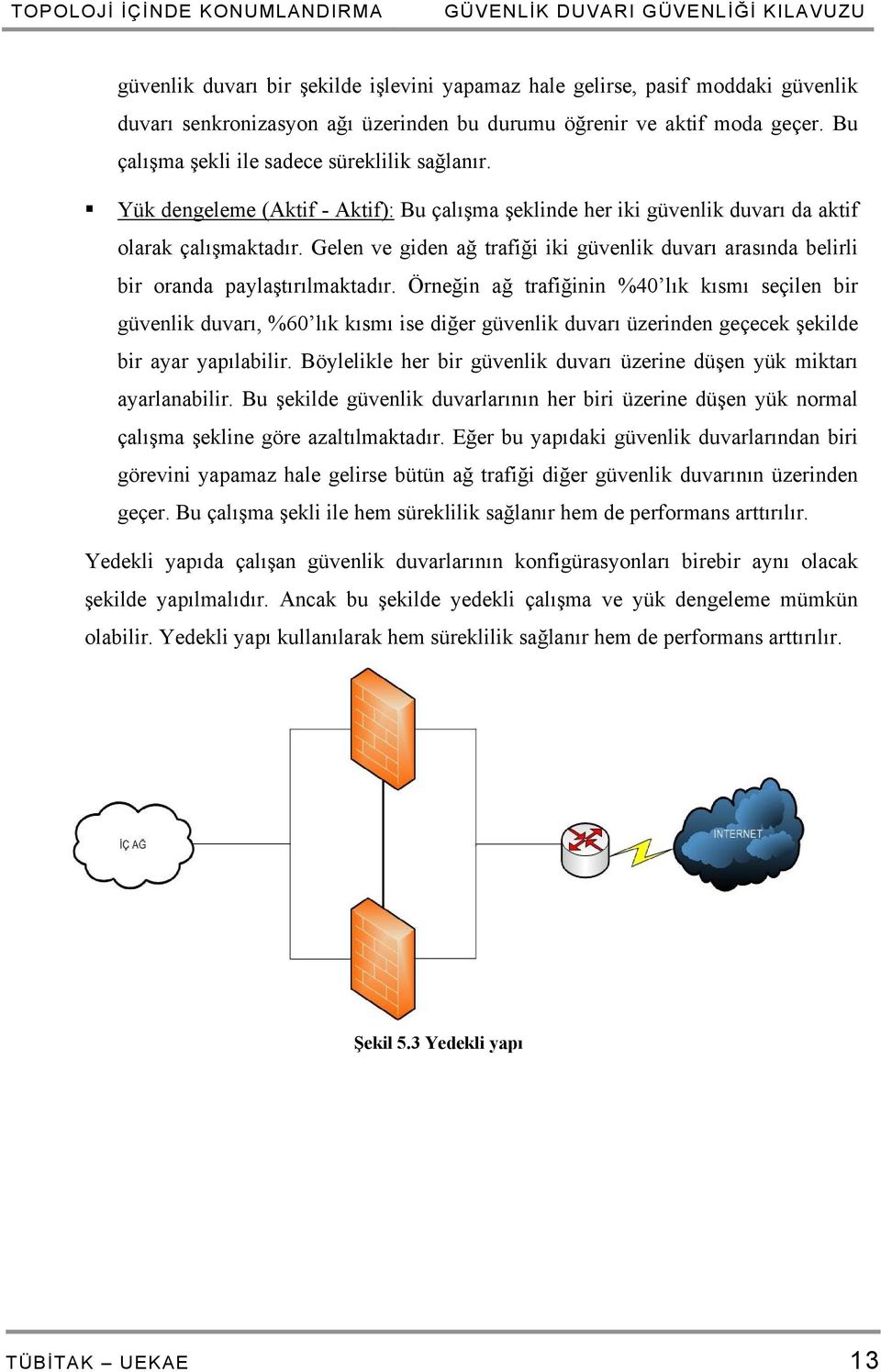 Gelen ve giden ağ trafiği iki güvenlik duvarı arasında belirli bir oranda paylaştırılmaktadır.