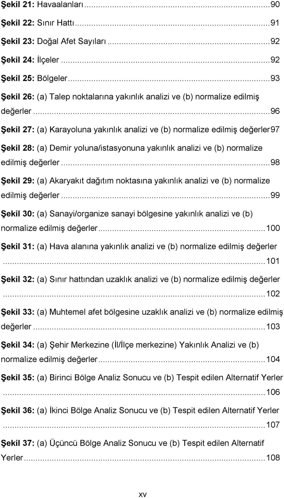 .. 96 Şekil 27: (a) Karayoluna yakınlık analizi ve (b) normalize edilmiş değerler 97 Şekil 28: (a) Demir yoluna/istasyonuna yakınlık analizi ve (b) normalize edilmiş değerler.