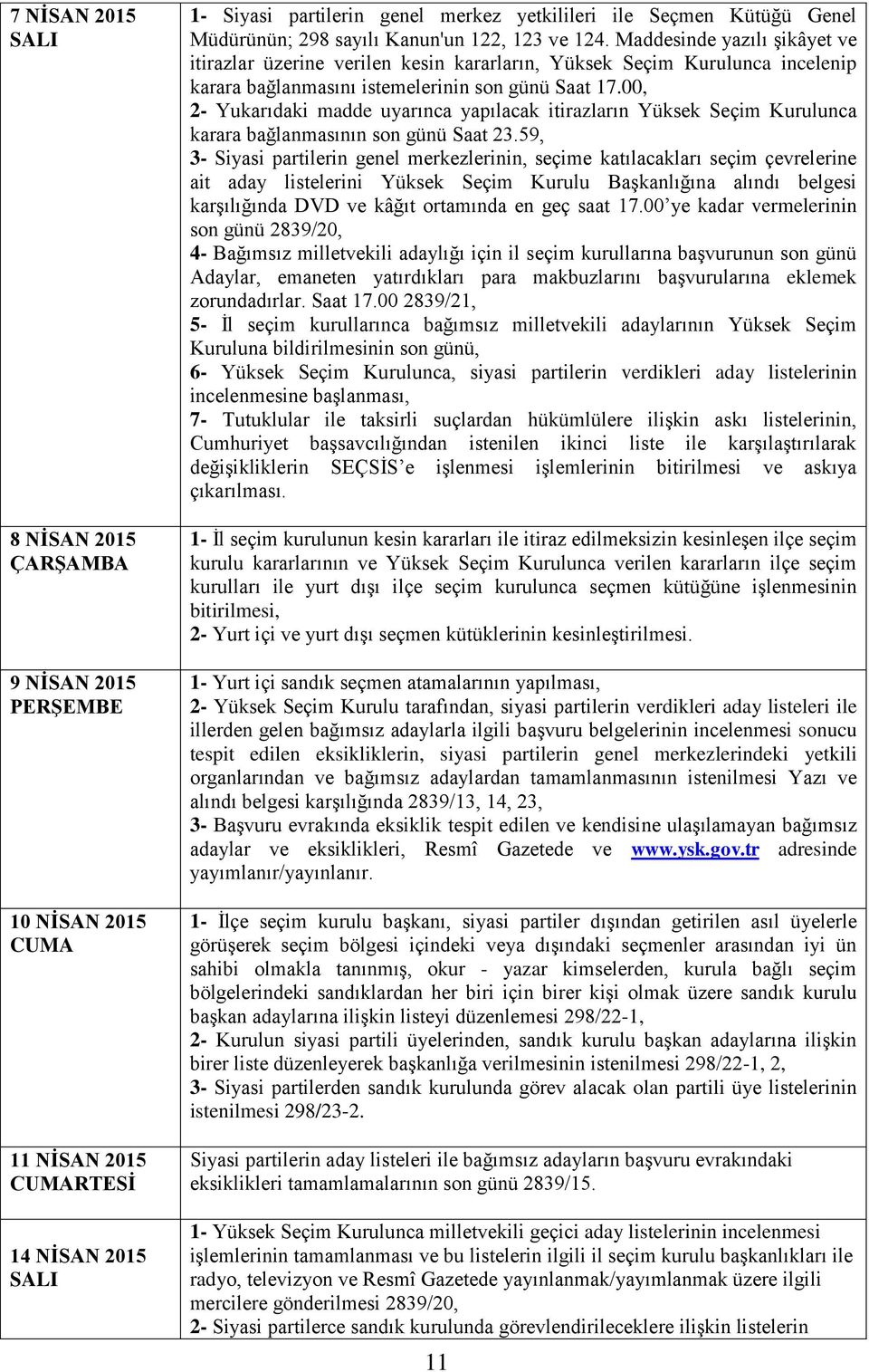 Maddesinde yazılı şikâyet ve itirazlar üzerine verilen kesin kararların, Yüksek Seçim Kurulunca incelenip karara bağlanmasını istemelerinin son günü Saat 17.