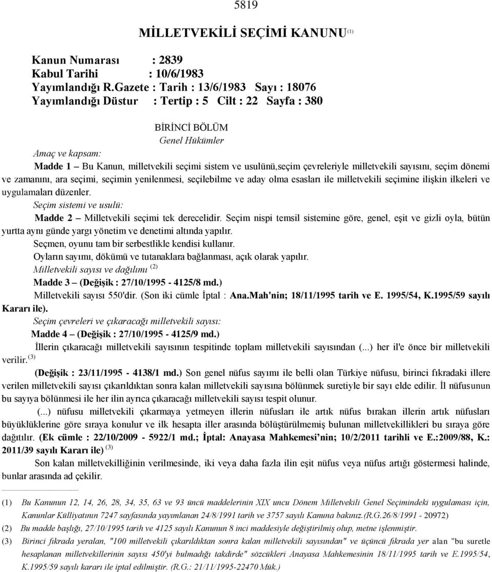 usulünü,seçim çevreleriyle milletvekili sayısını, seçim dönemi ve zamanını, ara seçimi, seçimin yenilenmesi, seçilebilme ve aday olma esasları ile milletvekili seçimine ilişkin ilkeleri ve