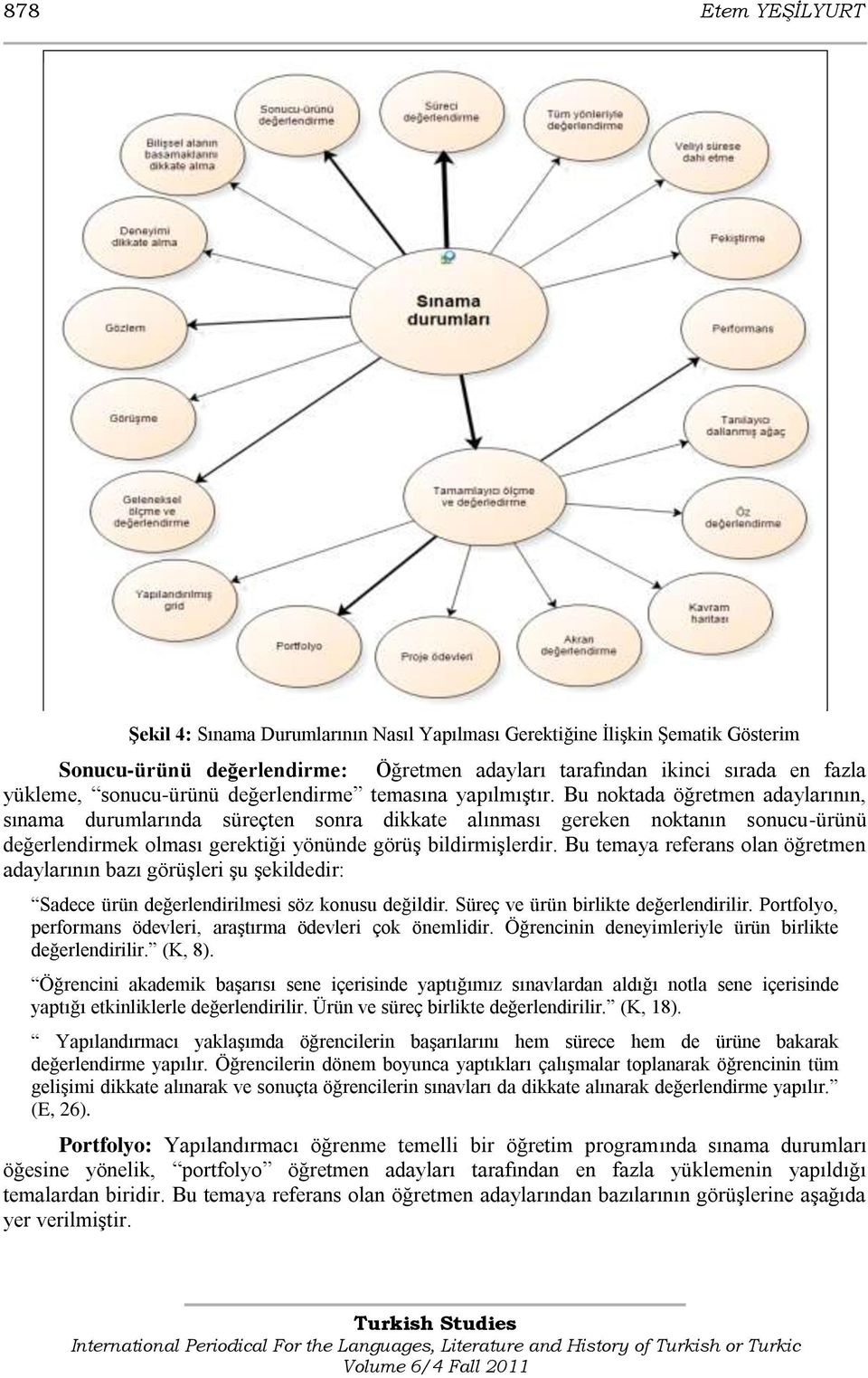 Bu noktada öğretmen adaylarının, sınama durumlarında süreçten sonra dikkate alınması gereken noktanın sonucu-ürünü değerlendirmek olması gerektiği yönünde görüģ bildirmiģlerdir.