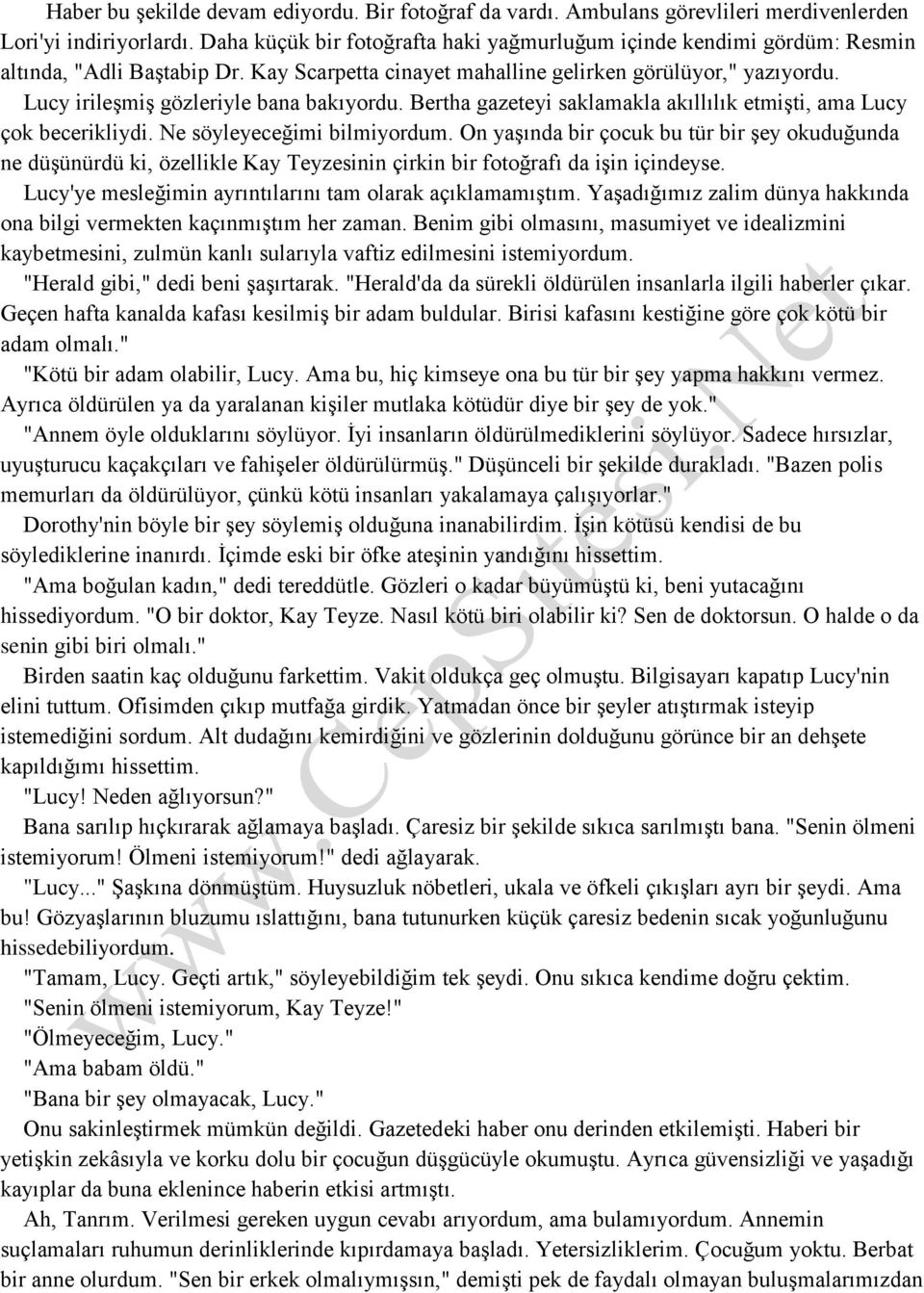 Lucy irileşmiş gözleriyle bana bakıyordu. Bertha gazeteyi saklamakla akıllılık etmişti, ama Lucy çok becerikliydi. Ne söyleyeceğimi bilmiyordum.