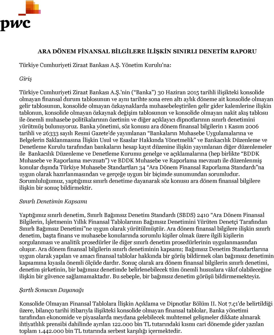 Yönetim Kurulu na: Giriş Türkiye Cumhuriyeti Ziraat Bankası A.Ş.