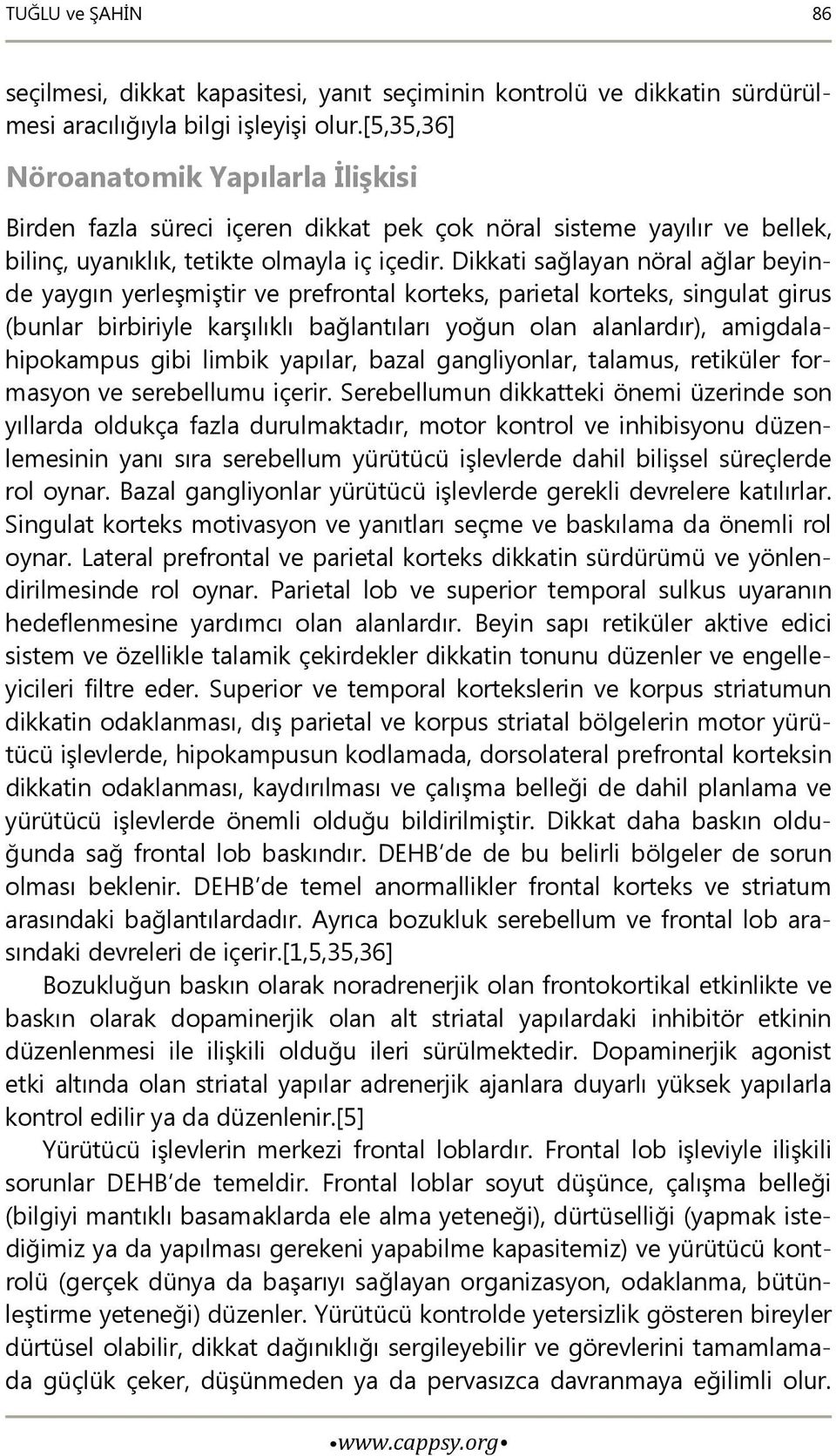 Dikkati sağlayan nöral ağlar beyinde yaygın yerleşmiştir ve prefrontal korteks, parietal korteks, singulat girus (bunlar birbiriyle karşılıklı bağlantıları yoğun olan alanlardır), amigdalahipokampus