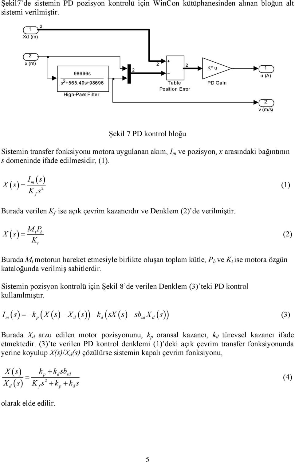 domeninde ifade edilmesidir, (1). X s I s m (1) K f s Burada verilen K f ise açık çevrim kazancıdır ve Denklem () de verilmiştir.