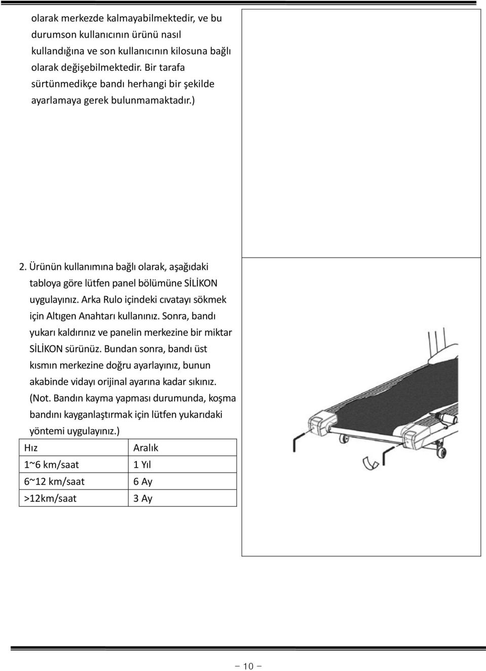 Arka Rulo içindeki cıvatayı sökmek için Altıgen Anahtarı kullanınız. Sonra, bandı yukarı kaldırınız ve panelin merkezine bir miktar SİLİKON sürünüz.