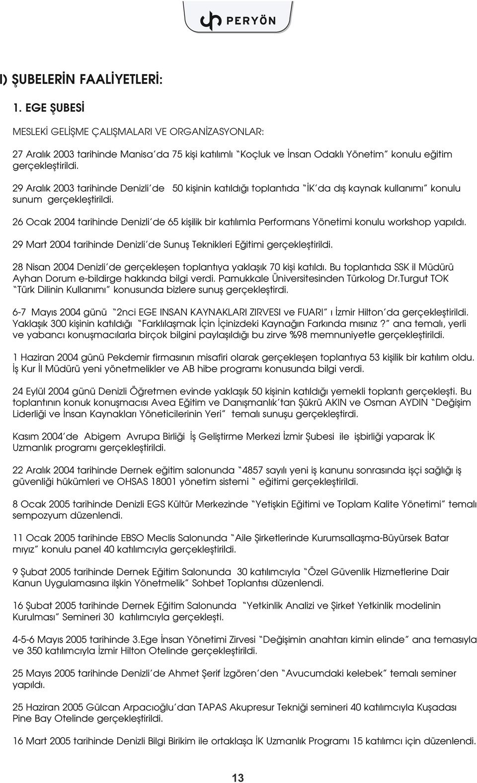 29 Aral k 2003 tarihinde Denizli de 50 kiflinin kat ld toplant da K da d fl kaynak kullan m konulu sunum gerçeklefltirildi.