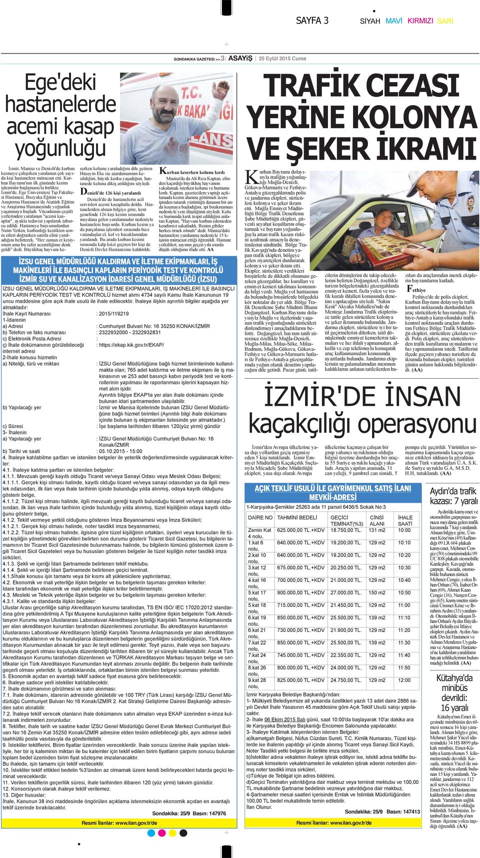 Kurban Bayramı'nın ilk gününde kesim işleminin başlamasıyla birlikte İzmir'de, Ege Üniversitesi Tıp Fakültesi Hastanesi, Bozyaka Eğitim ve Araştırma Hastanesi ile Atatürk Eğitim ve Araştırma