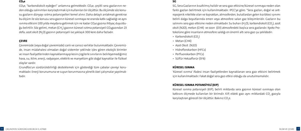 Daha detaylı anlatmak gerekirse bu ölçüm ile söz konusu sera gazının küresel ısınmaya ne oranda katkı sağladığı ve aynı ısınma etkisini 100 yılda meydana getirmek için ne kadar CO₂e gazına ihtiyaç