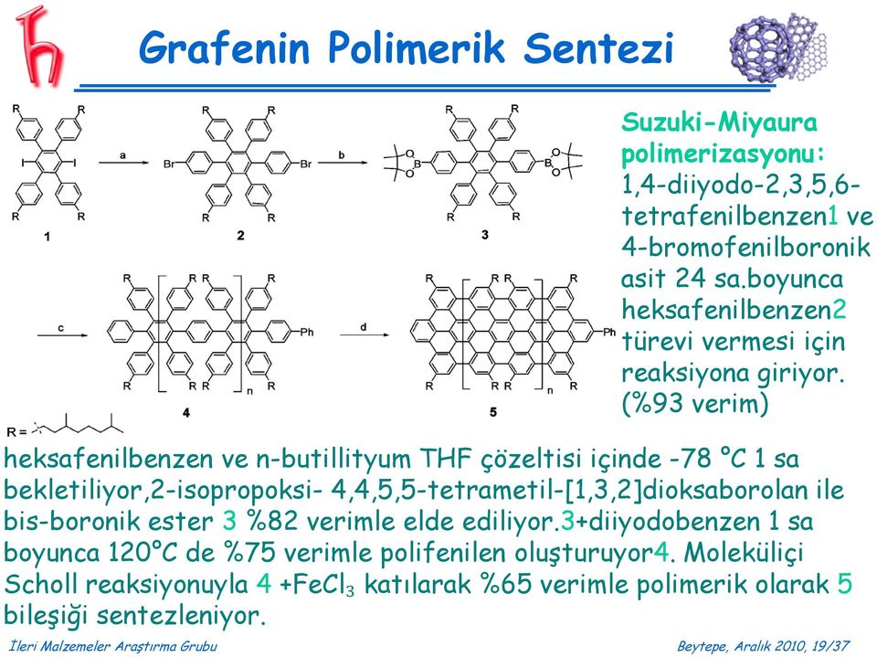 (%93 verim) heksafenilbenzen ve n-butillityum THF çözeltisi içinde -78 C 1 sa bekletiliyor,2-isopropoksi- 4,4,5,5-tetrametil-[1,3,2]dioksaborolan ile