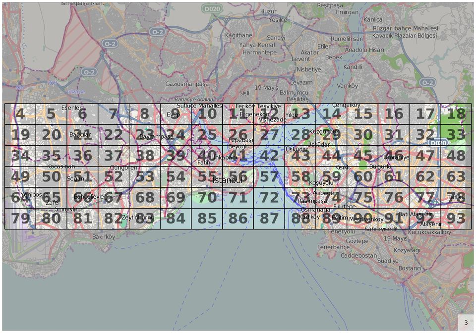 üngören 49 50 Soğanlı 5 52 53 54 Yenibosna ahçelievler 64 65 66 67 68 69 Zafer Şirinevler 79 80 8 82Zeytinburnu 83 84 akırköy Reşitpaşa mirgan uzur Yeşilce 9 Mayıs Kanlıca Rüzgarlıbahçe Mahallesi