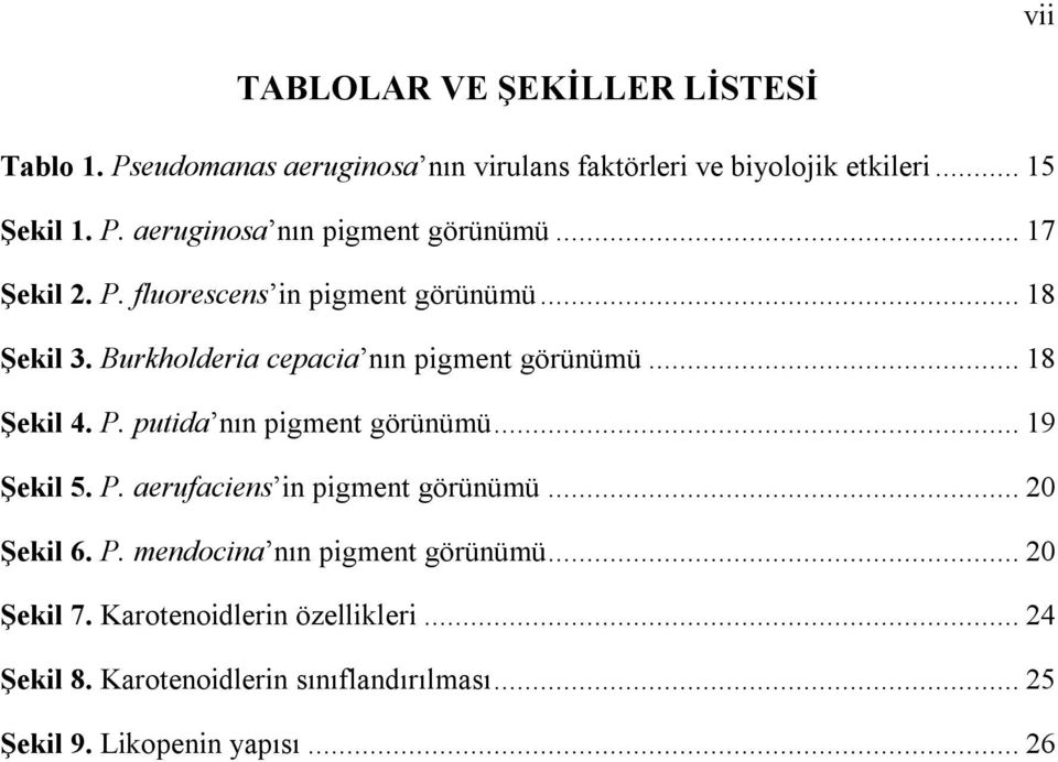 .. 19 Şekil 5. P. aerufaciens in pigment görünümü... 20 Şekil 6. P. mendocina nın pigment görünümü... 20 Şekil 7.