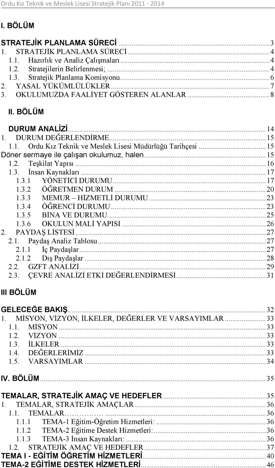 .. 15 Döner sermaye ile çalışan kulumuz, halen... 15 1.2. Teşkilat Yapısı... 16 1.3. İnsan Kaynakları... 17 1.3.1 YÖNETİCİ DURUMU... 17 1.3.2 ÖĞRETMEN DURUM... 20 1.3.3 MEMUR HİZMETLİ DURUMU... 23 1.