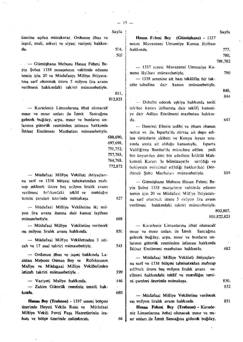 münasebetiyle. 811, 81,83 Karadeniz Limanlarına ithal olunacak* mısır ve mısır unları ile İzmit Sancağına gelecek ( gümrük resminden istisnası hakkında İktisat Encümeni Mazbatası münasebetiyle.