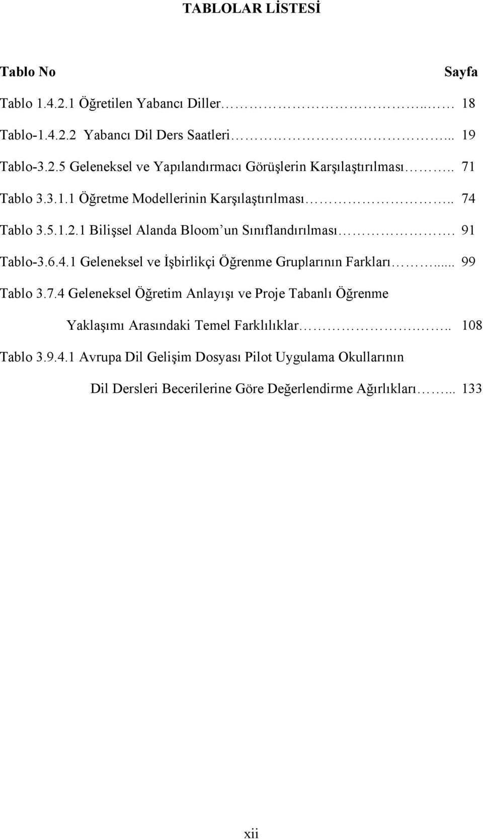 .. 99 Tablo 3.7.4 Geleneksel Öğretim Anlayışı ve Proje Tabanlı Öğrenme Yaklaşımı Arasındaki Temel Farklılıklar... 108 Tablo 3.9.4.1 Avrupa Dil Gelişim Dosyası Pilot Uygulama Okullarının Dil Dersleri Becerilerine Göre Değerlendirme Ağırlıkları.