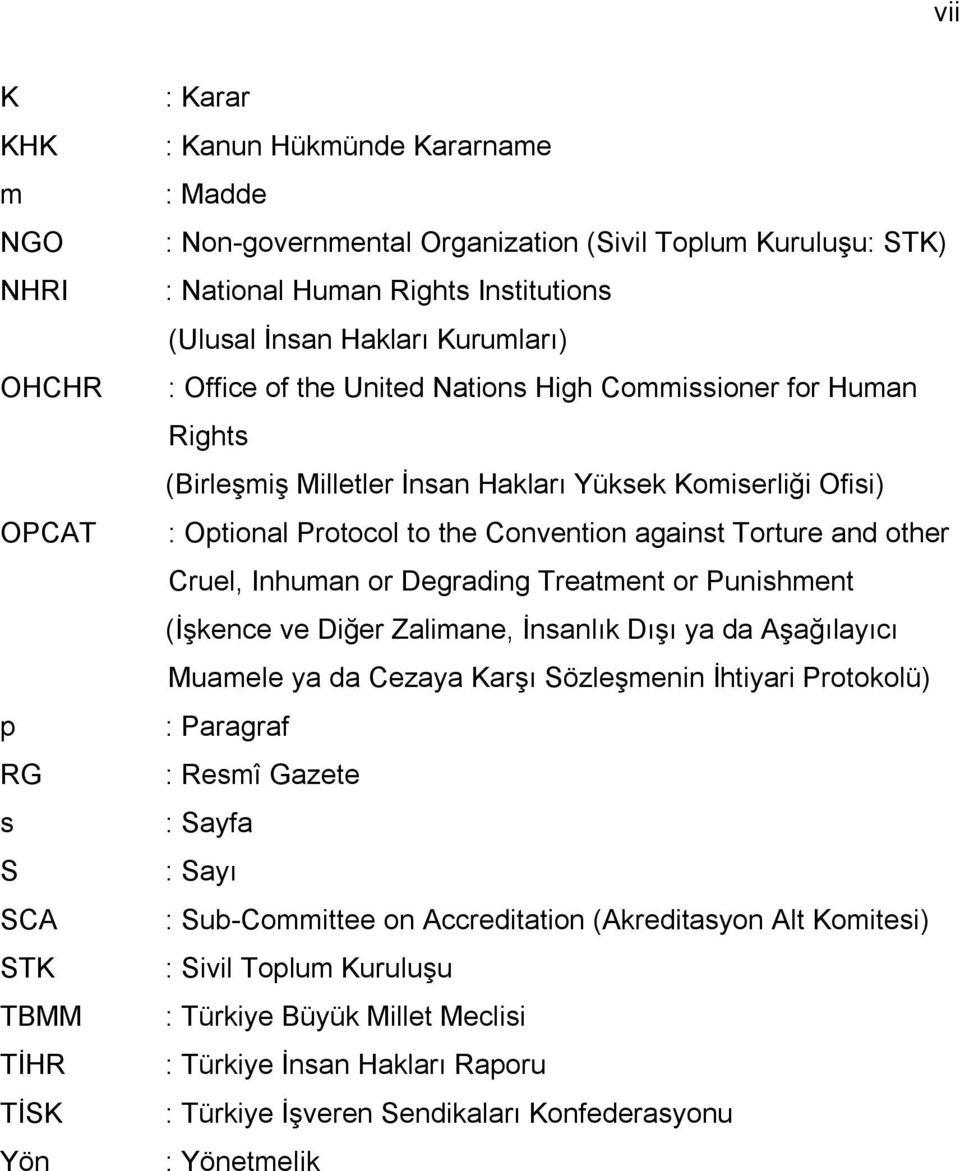 Convention against Torture and other Cruel, Inhuman or Degrading Treatment or Punishment (İşkence ve Diğer Zalimane, İnsanlık Dışı ya da Aşağılayıcı Muamele ya da Cezaya Karşı Sözleşmenin İhtiyari