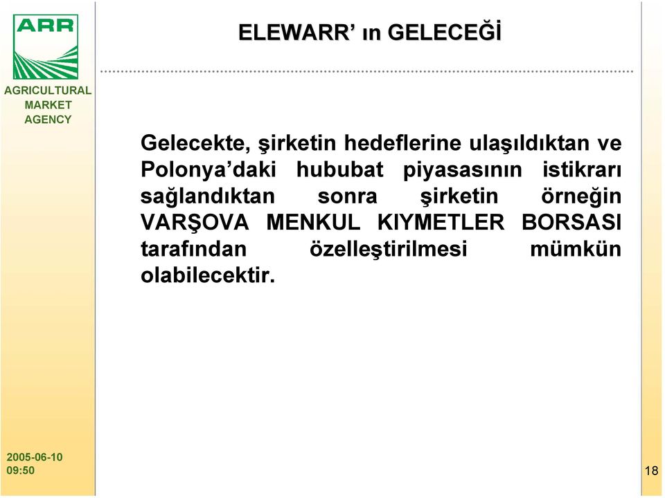 istikrarı sağlandıktan sonra şirketin örneğin VARŞOVA