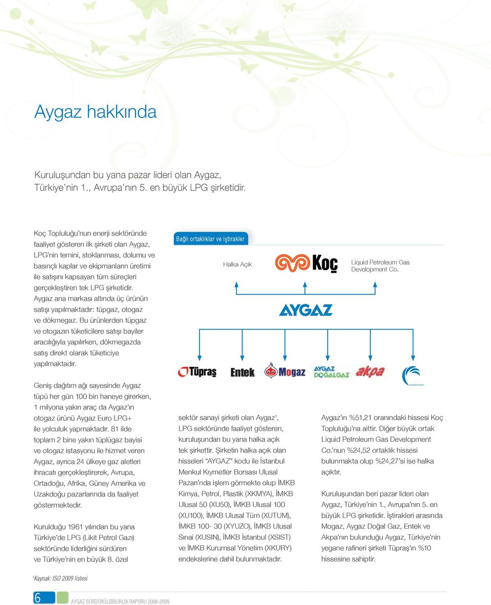 gerçekleştiren tek LPG şirketidir. Aygaz ana markası altında üç ürünün satışı yapılmaktadır: tüpgaz, otogaz ve dökmegaz.