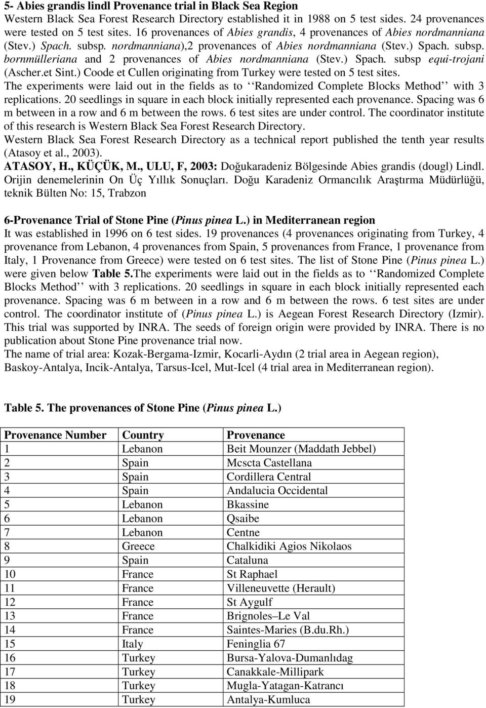 ) Spach. subsp equi-trojani (Ascher.et Sint.) Coode et Cullen originating from Turkey were tested on 5 test sites.