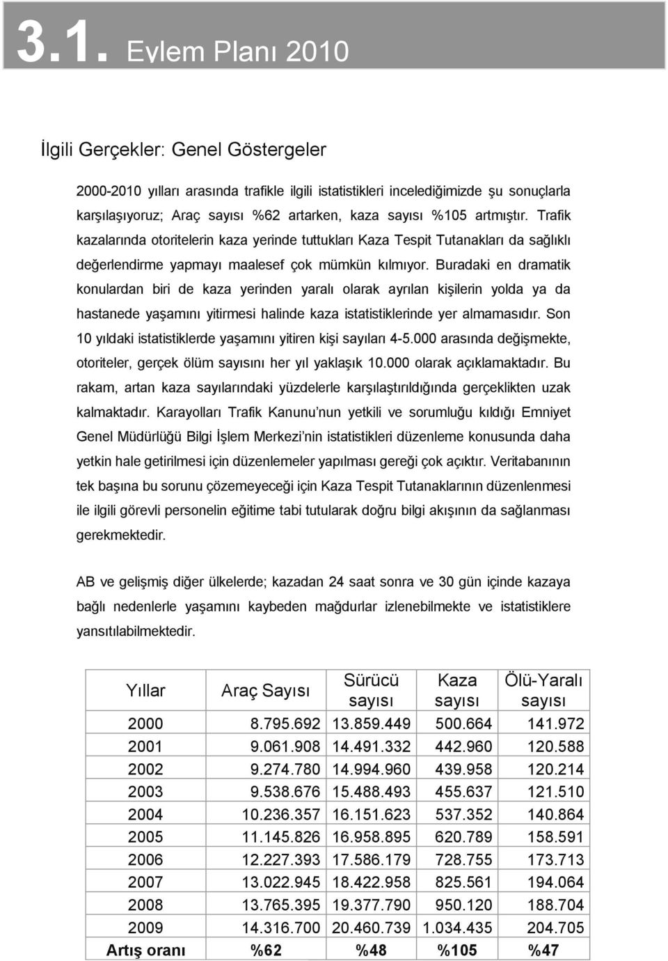 Buradaki en dramatik konulardan biri de kaza yerinden yaralı olarak ayrılan kişilerin yolda ya da hastanede yaşamını yitirmesi halinde kaza istatistiklerinde yer almamasıdır.