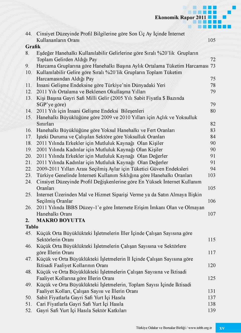 Kullanılabilir Gelire göre Sıralı %20 lik Grupların Toplam Tüketim Harcamasından Aldığı Pay 75 11. İnsani Gelişme Endeksine göre Türkiye nin Dünyadaki Yeri 78 12.