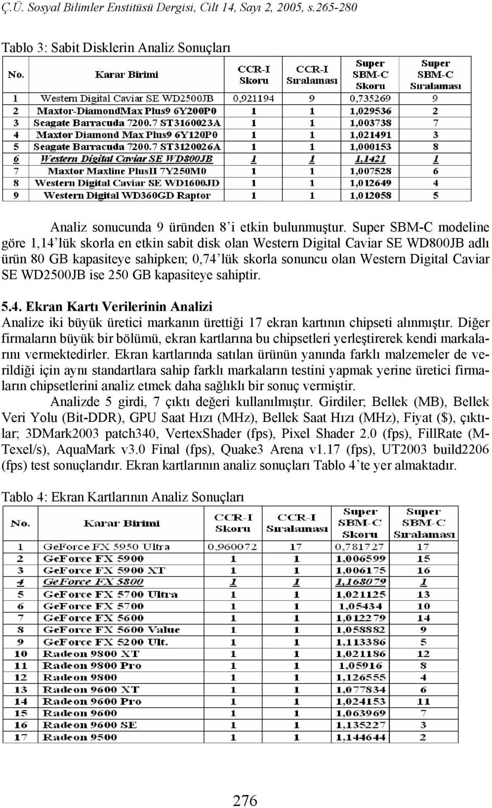 WD2500JB ise 250 GB kapasiteye sahiptir. 5.4. Ekran Kartı Verilerinin Analizi Analize iki büyük üretici markanın ürettiği 17 ekran kartının chipseti alınmıştır.