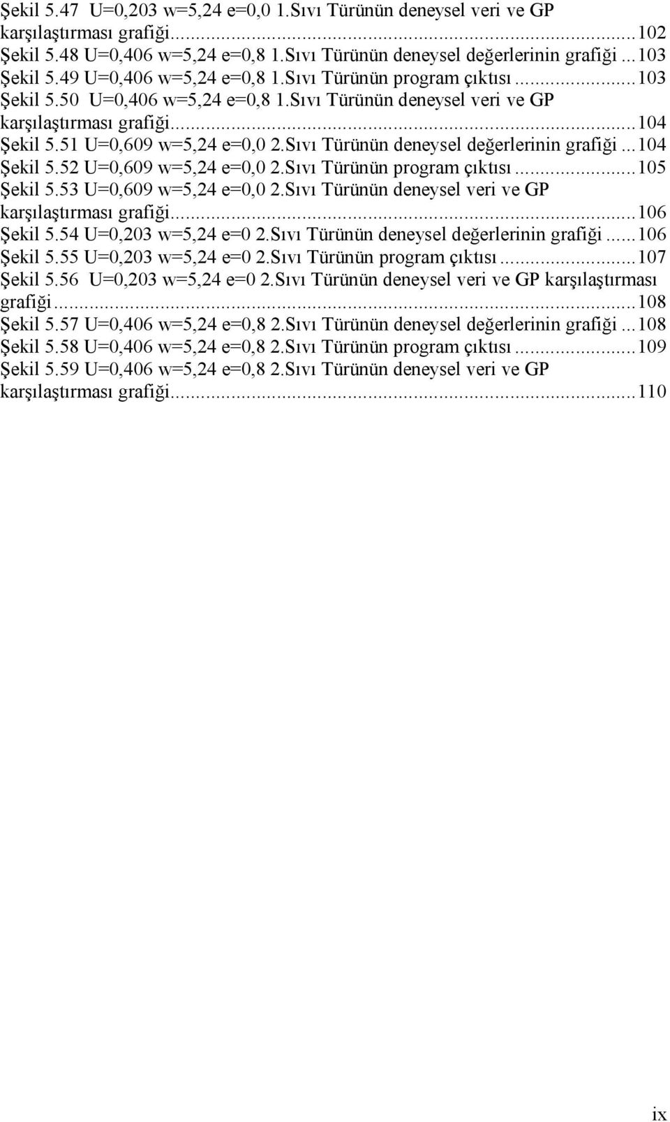 Sıvı Türünün deneysel değerlerinin grafiği...104 Şekil 5.52 U=0,609 w=5,24 e=0,0 2.Sıvı Türünün program çıktısı...105 Şekil 5.53 U=0,609 w=5,24 e=0,0 2.