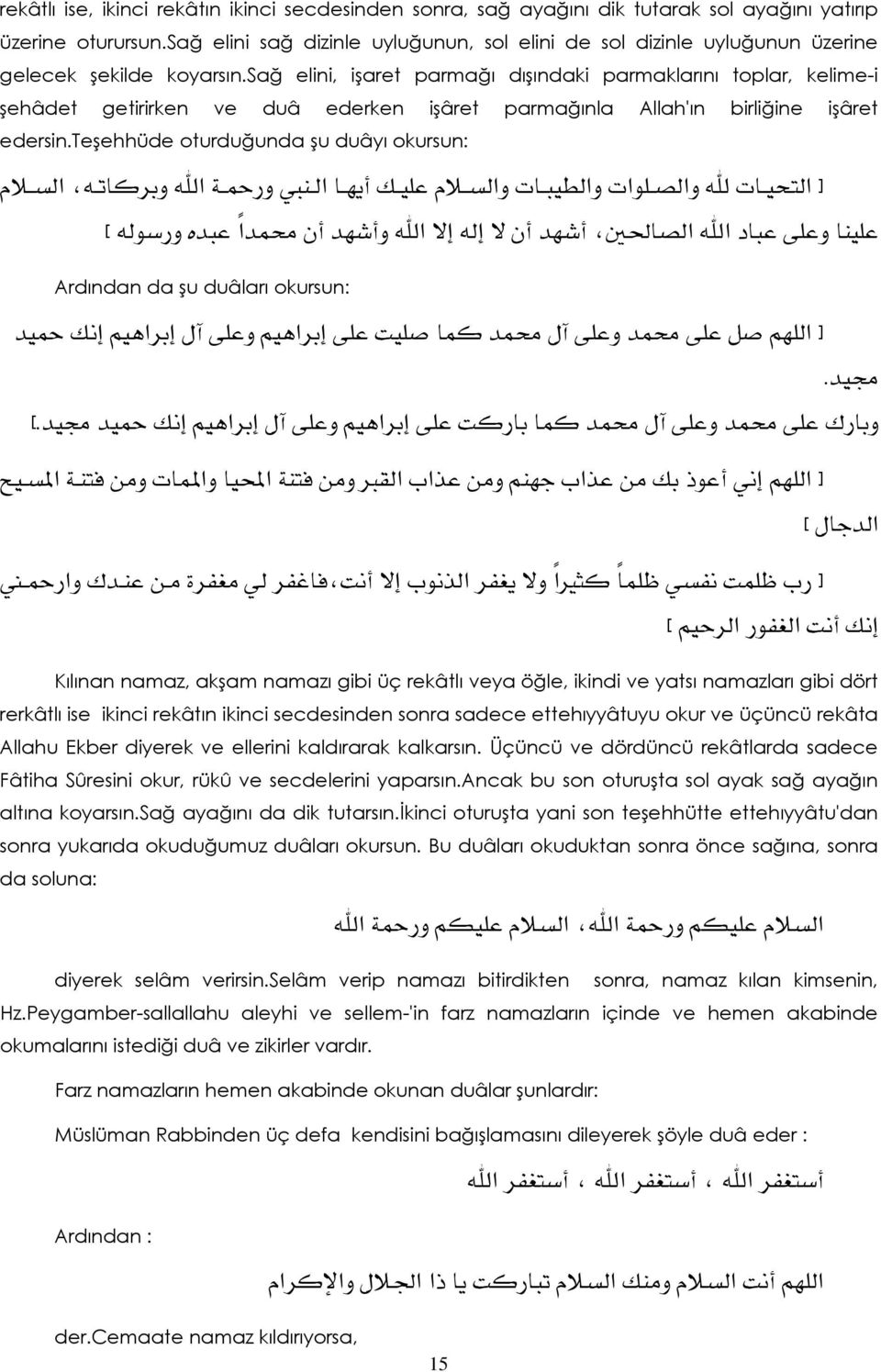 sağ elini, işaret parmağı dışındaki parmaklarını toplar, kelime-i şehâdet getirirken ve duâ ederken işâret parmağınla Allah'ın birliğine işâret edersin.