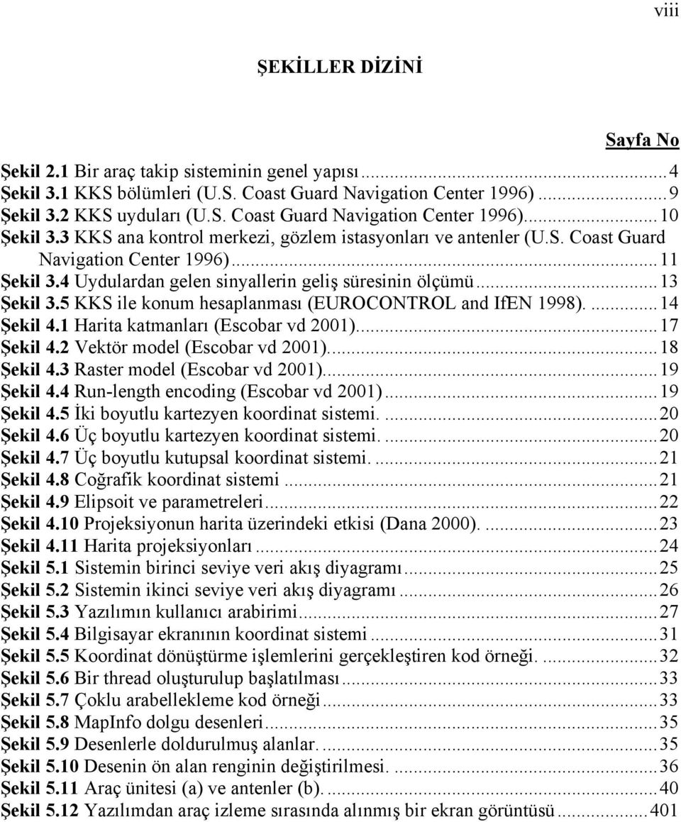 5 KKS ile konum hesaplanması (EUROCONTROL and IfEN 1998)....14 Şekil 4.1 Harita katmanları (Escobar vd 2001)...17 Şekil 4.2 Vektör model (Escobar vd 2001)...18 Şekil 4.