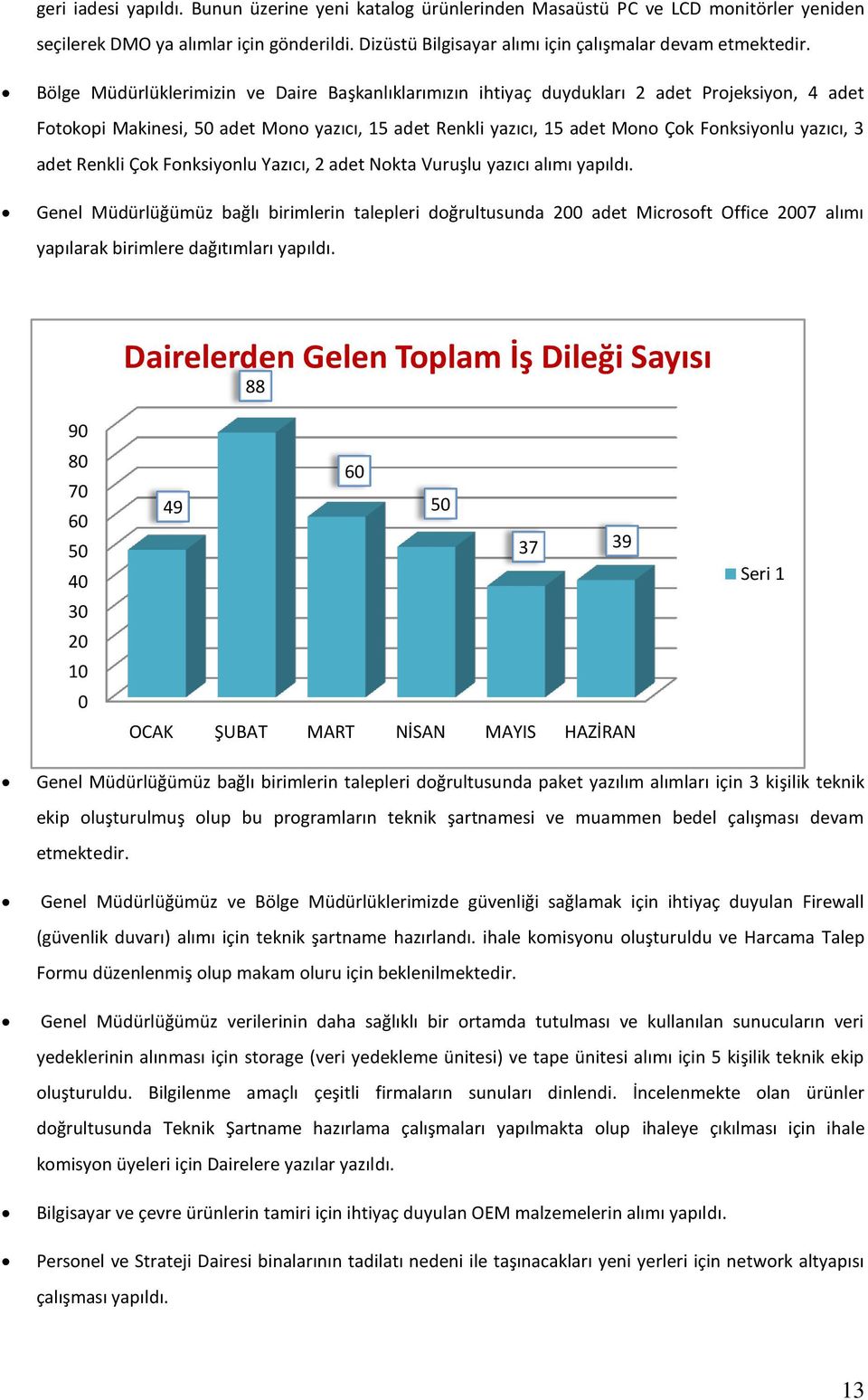 adet Renkli Çok Fonksiyonlu Yazıcı, 2 adet Nokta Vuruşlu yazıcı alımı yapıldı.