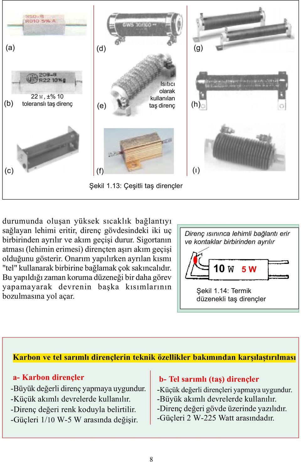 Sigortanýn atmasý (lehimin erimesi) dirençten aþýrý akým geçiþi olduðunu gösterir. Onarým yapýlýrken ayrýlan kýsmý "tel" kullanarak birbirine baðlamak çok sakýncalýdýr.