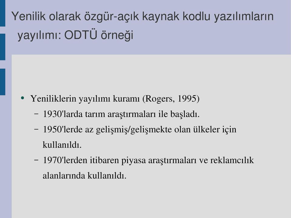 1950'lerde az gelişmiş/gelişmekte olan ülkeler için