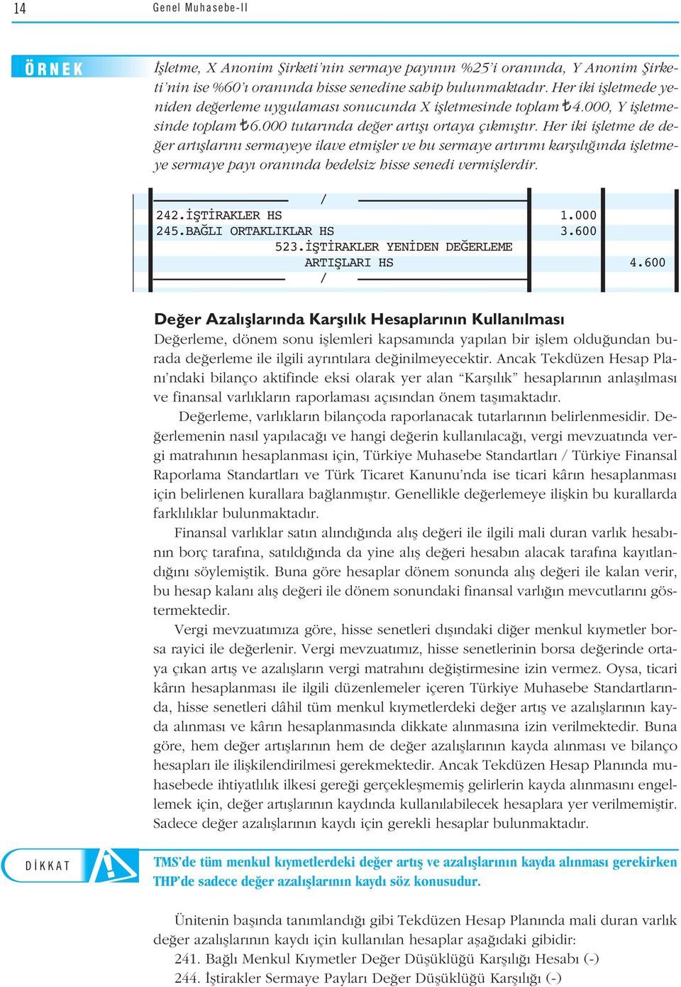 Her iki iflletme de de- er art fllar n sermayeye ilave etmifller ve bu sermaye art r m karfl l nda iflletmeye sermaye pay oran nda bedelsiz hisse senedi vermifllerdir. 242.İŞTİRAKLER HS 1.000 245.
