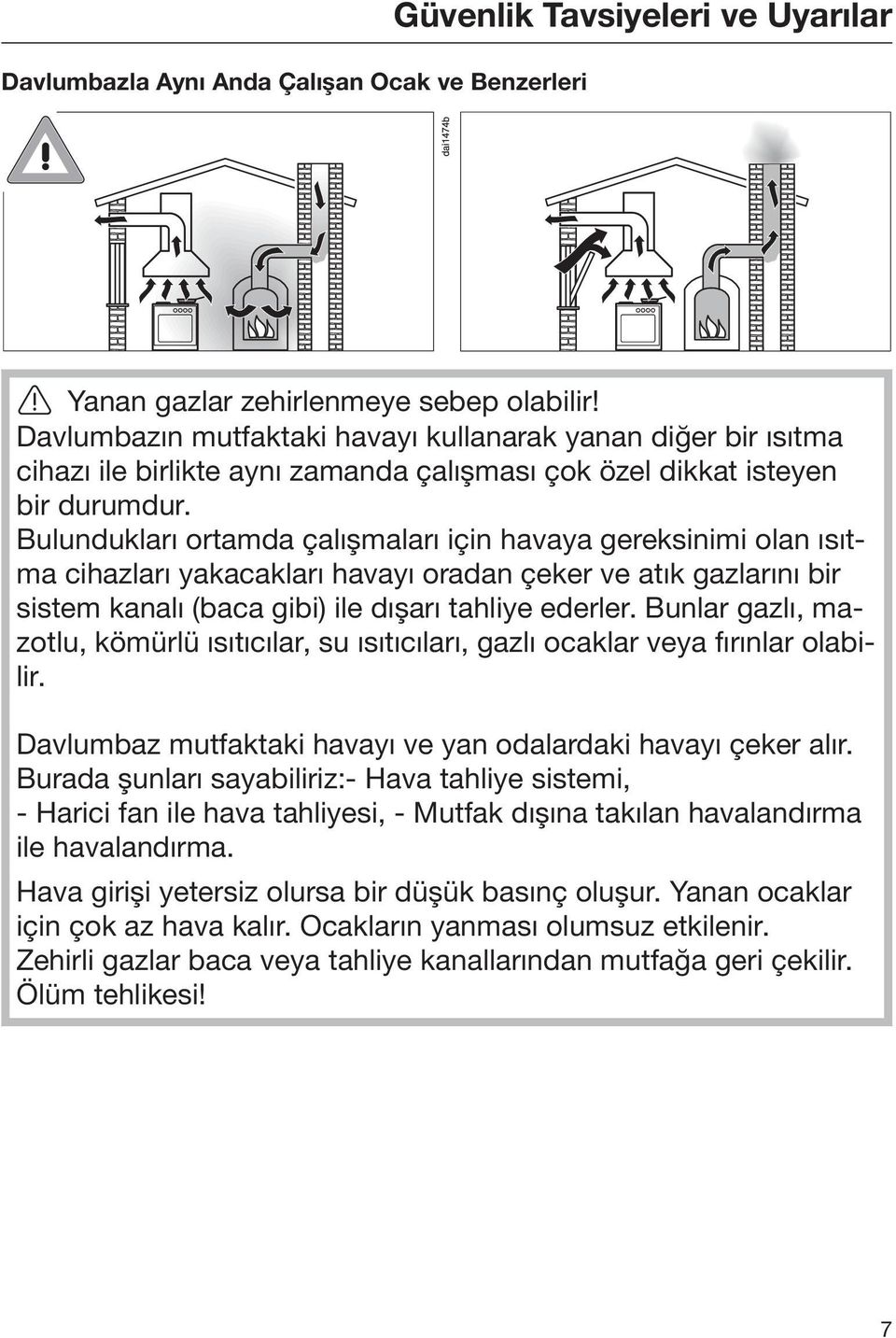 Bulundukları ortamda çalışmaları için havaya gereksinimi olan ısıtma cihazları yakacakları havayı oradan çeker ve atık gazlarını bir sistem kanalı (baca gibi) ile dışarı tahliye ederler.