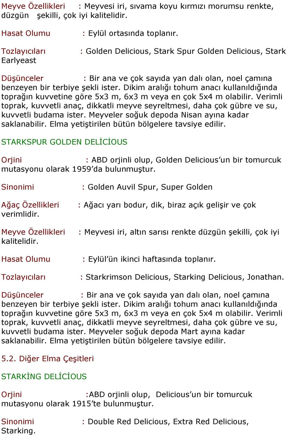 Dikim aralığı tohum anacı kullanıldığında toprağın kuvvetine göre 5x3 m, 6x3 m veya en çok 5x4 m olabilir.