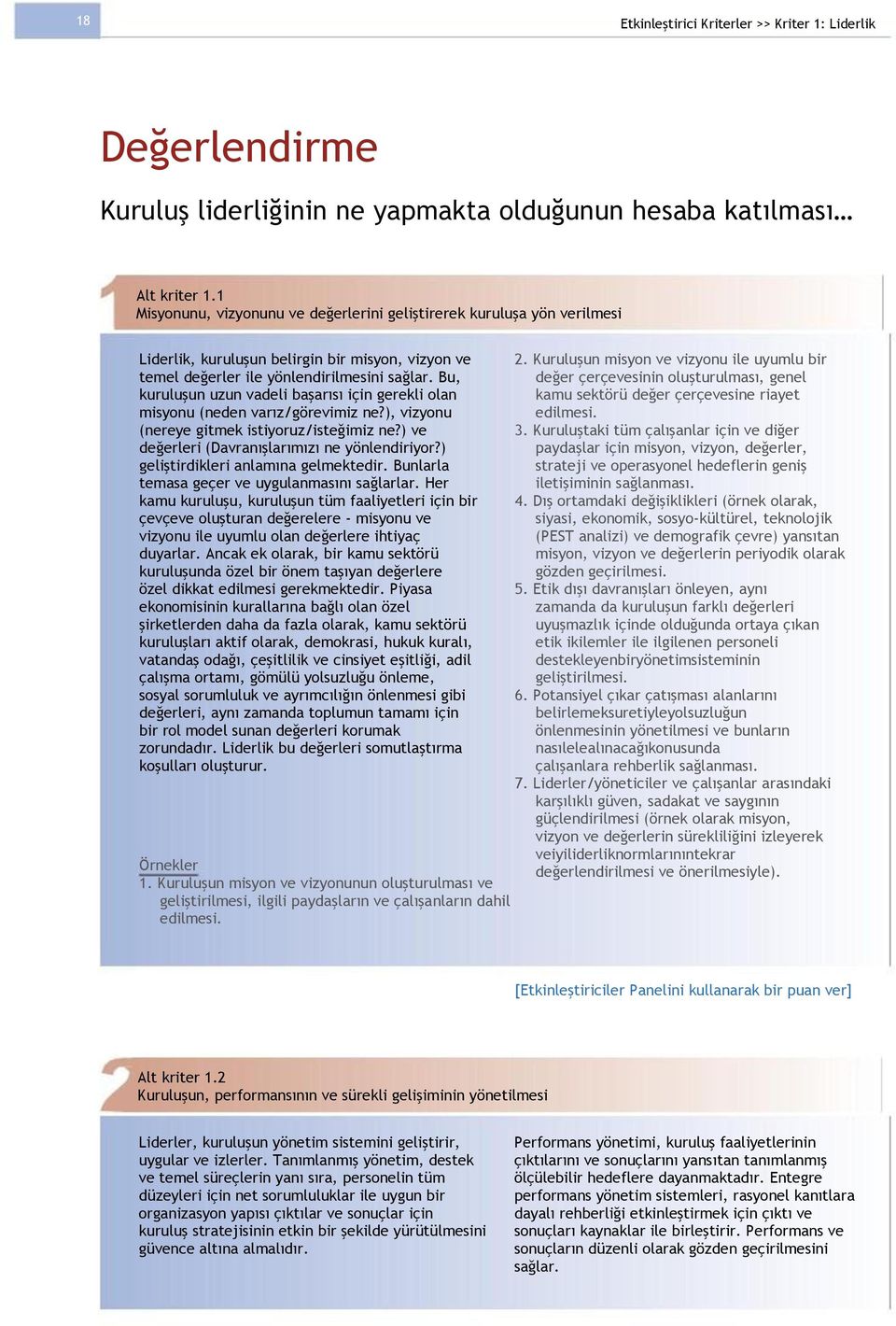 Bu, kuruluşun uzun vadeli başarısı için gerekli olan misyonu (neden varız/görevimiz ne?), vizyonu (nereye gitmek istiyoruz/isteğimiz ne?) ve değerleri (Davranışlarımızı ne yönlendiriyor?