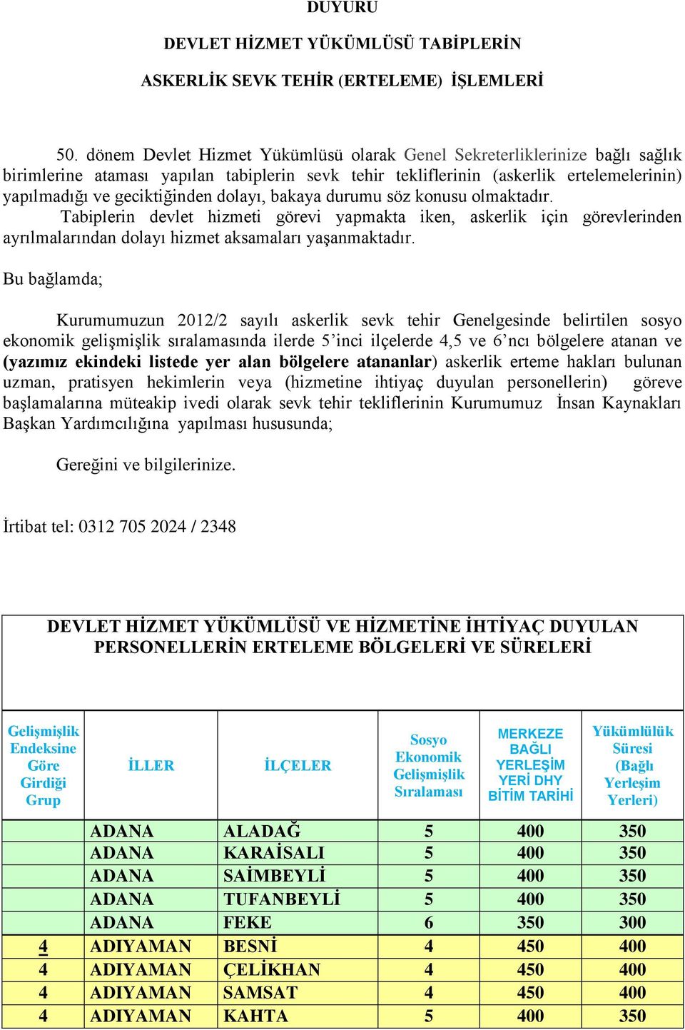 dolayı, bakaya durumu söz konusu olmaktadır. Tabiplerin devlet hizmeti görevi yapmakta iken, askerlik için görevlerinden ayrılmalarından dolayı hizmet aksamaları yaşanmaktadır.