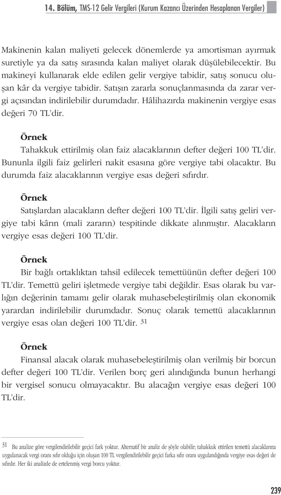 Sat fl n zararla sonuçlanmas nda da zarar vergi aç s ndan indirilebilir durumdad r. Hâlihaz rda makinenin vergiye esas de eri 70 TL dir.