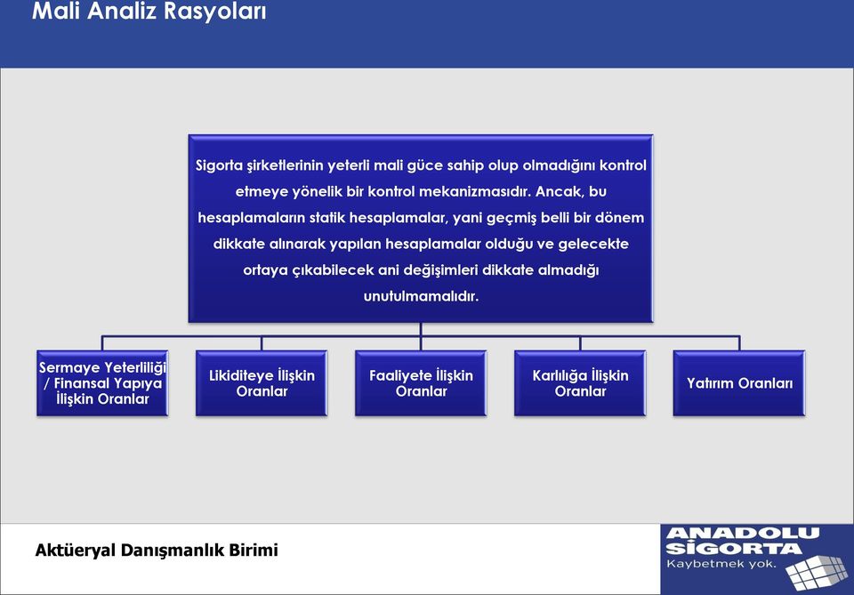 Ancak, bu hesaplamaların statik hesaplamalar, yani geçmiģ belli bir dönem dikkate alınarak yapılan hesaplamalar olduğu ve