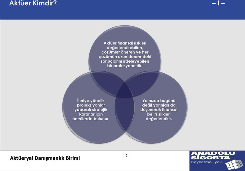 uzun dönemdeki sonuçlarını irdeleyebilen bir profesyoneldir.