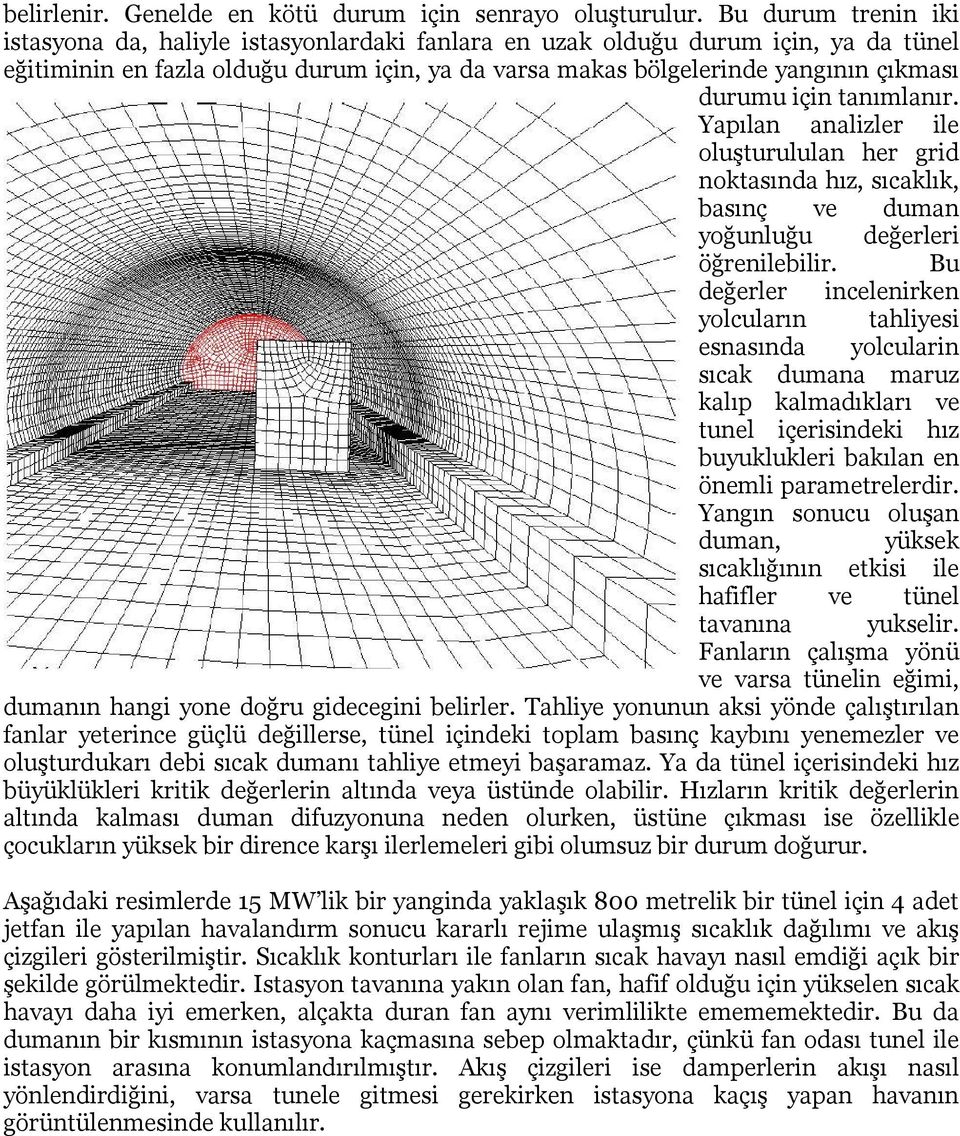 için tanımlanır. Yapılan analizler ile oluşturululan her grid noktasında hız, sıcaklık, basınç ve duman yoğunluğu değerleri öğrenilebilir.