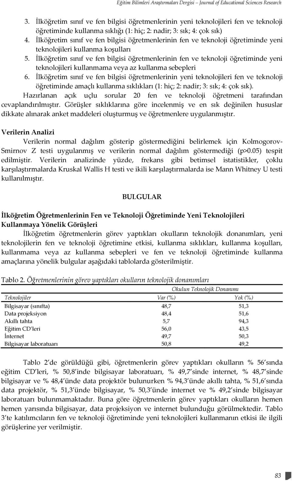 İlköğretim sınıf ve fen bilgisi öğretmenlerinin fen ve teknoloji öğretiminde yeni teknolojileri kullanma koşulları 5.