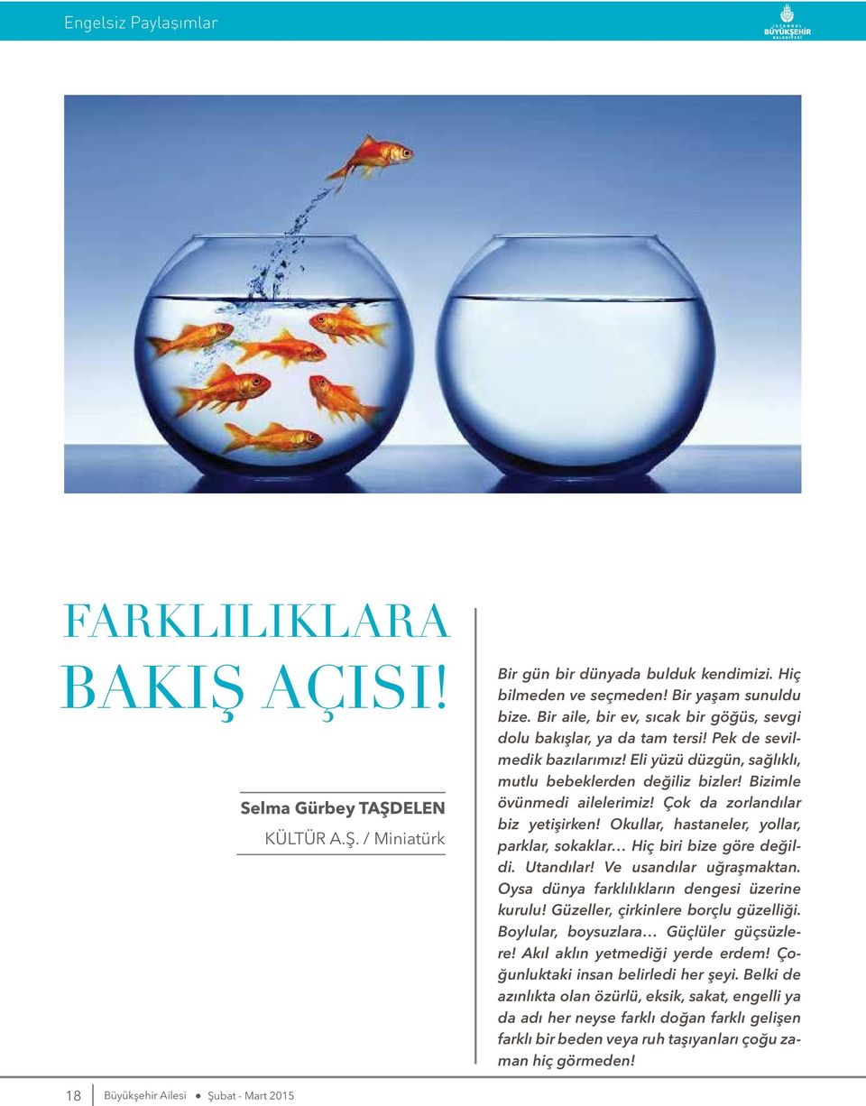 Çok da zorlandılar biz yetişirken! Okullar, hastaneler, yollar, parklar, sokaklar Hiç biri bize göre değildi. Utandılar! Ve usandılar uğraşmaktan. Oysa dünya farklılıkların dengesi üzerine kurulu!