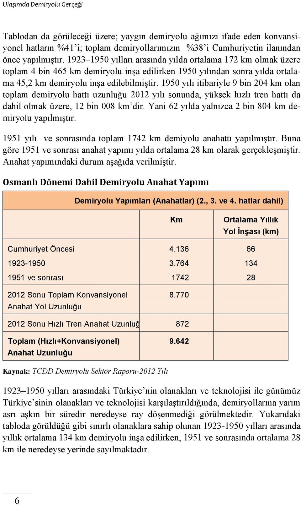 1950 yılı itibariyle 9 bin 204 km olan toplam demiryolu hattı uzunluğu 2012 yılı sonunda, yüksek hızlı tren hattı da dahil olmak üzere, 12 bin 008 km dir.