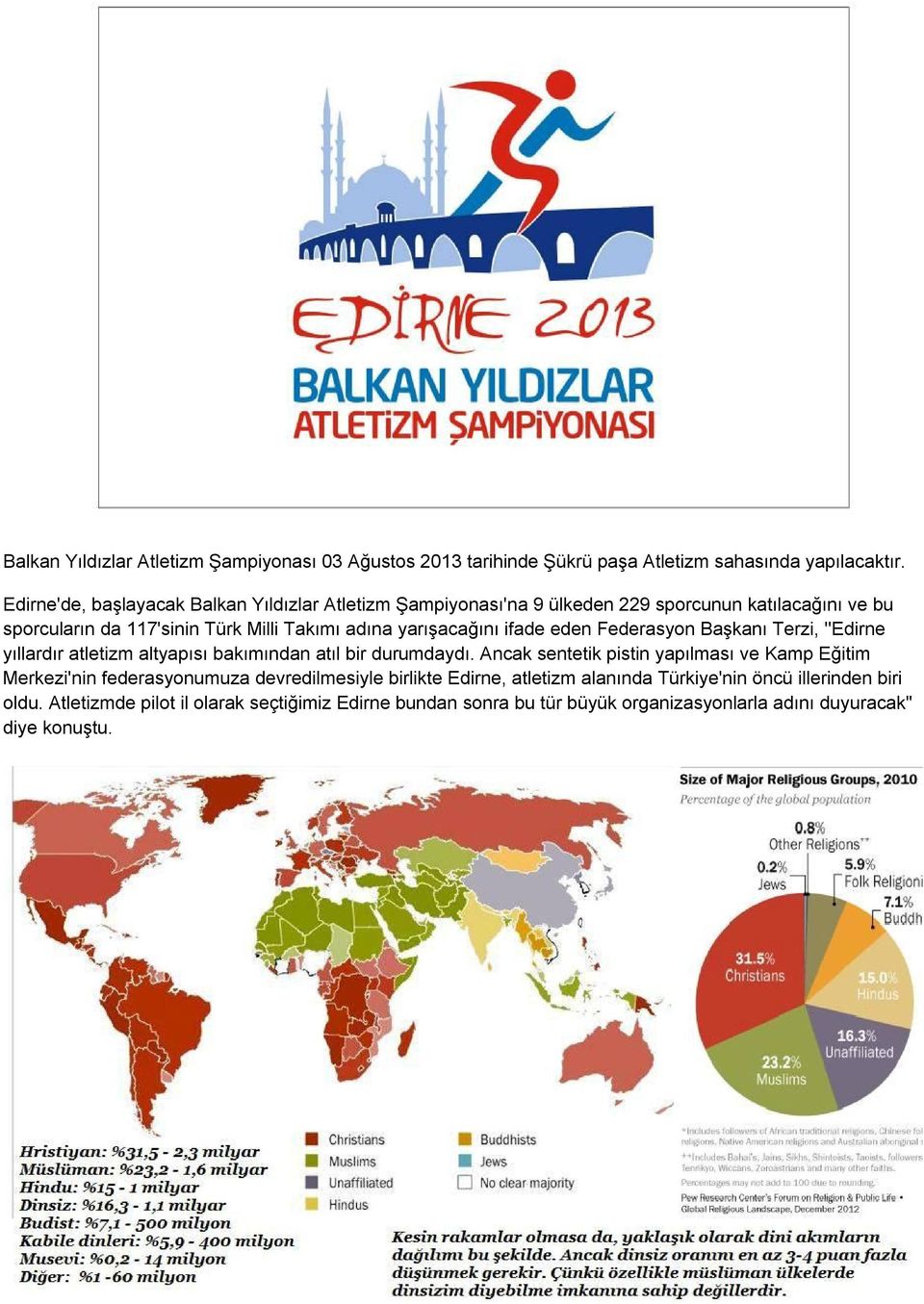 yarışacağını ifade eden Federasyon Başkanı Terzi, ''Edirne yıllardır atletizm altyapısı bakımından atıl bir durumdaydı.