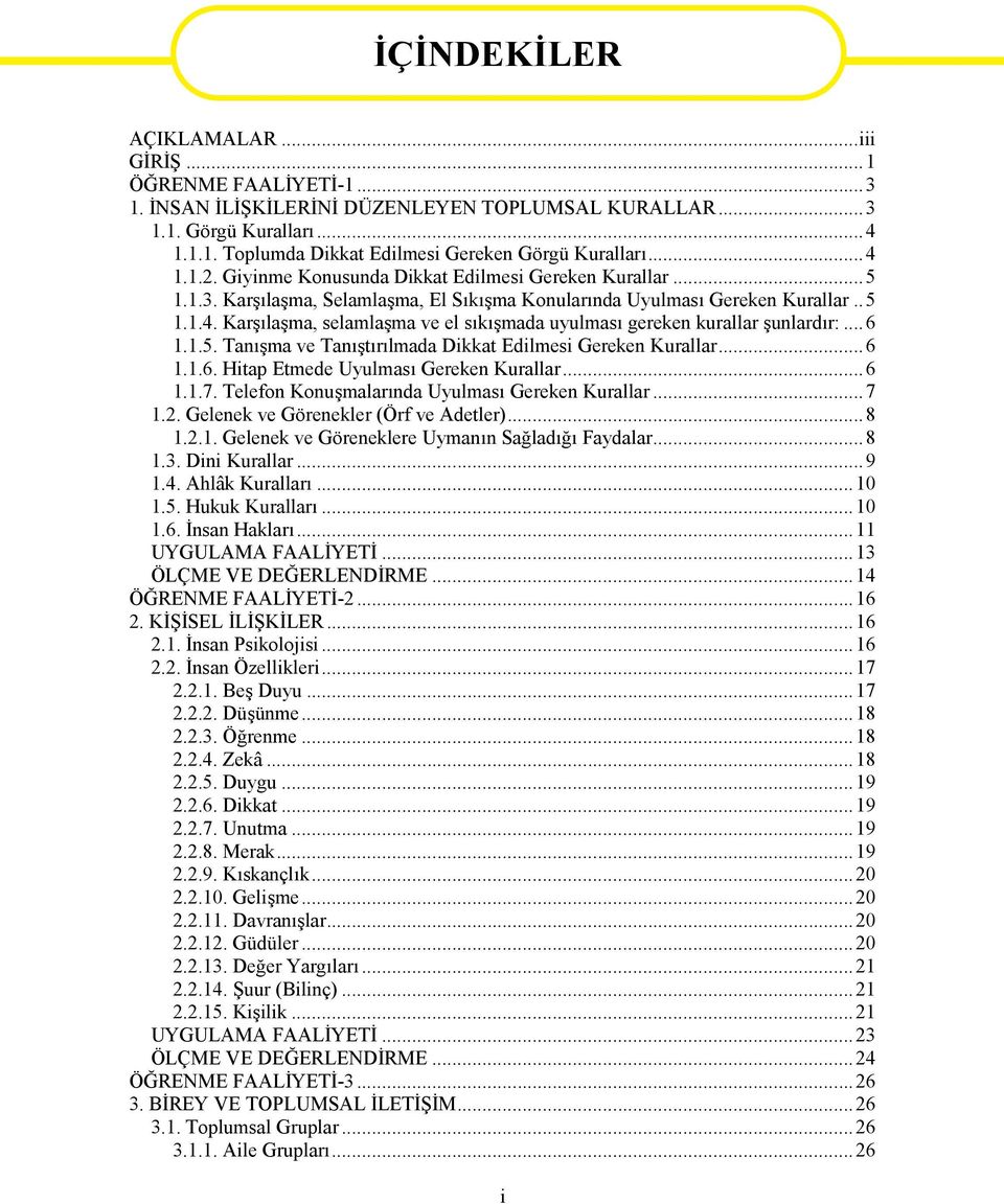 ..6 1.1.5. Tanışma ve Tanıştırılmada Dikkat Edilmesi Gereken Kurallar...6 1.1.6. Hitap Etmede Uyulması Gereken Kurallar...6 1.1.7. Telefon Konuşmalarında Uyulması Gereken Kurallar...7 1.2.