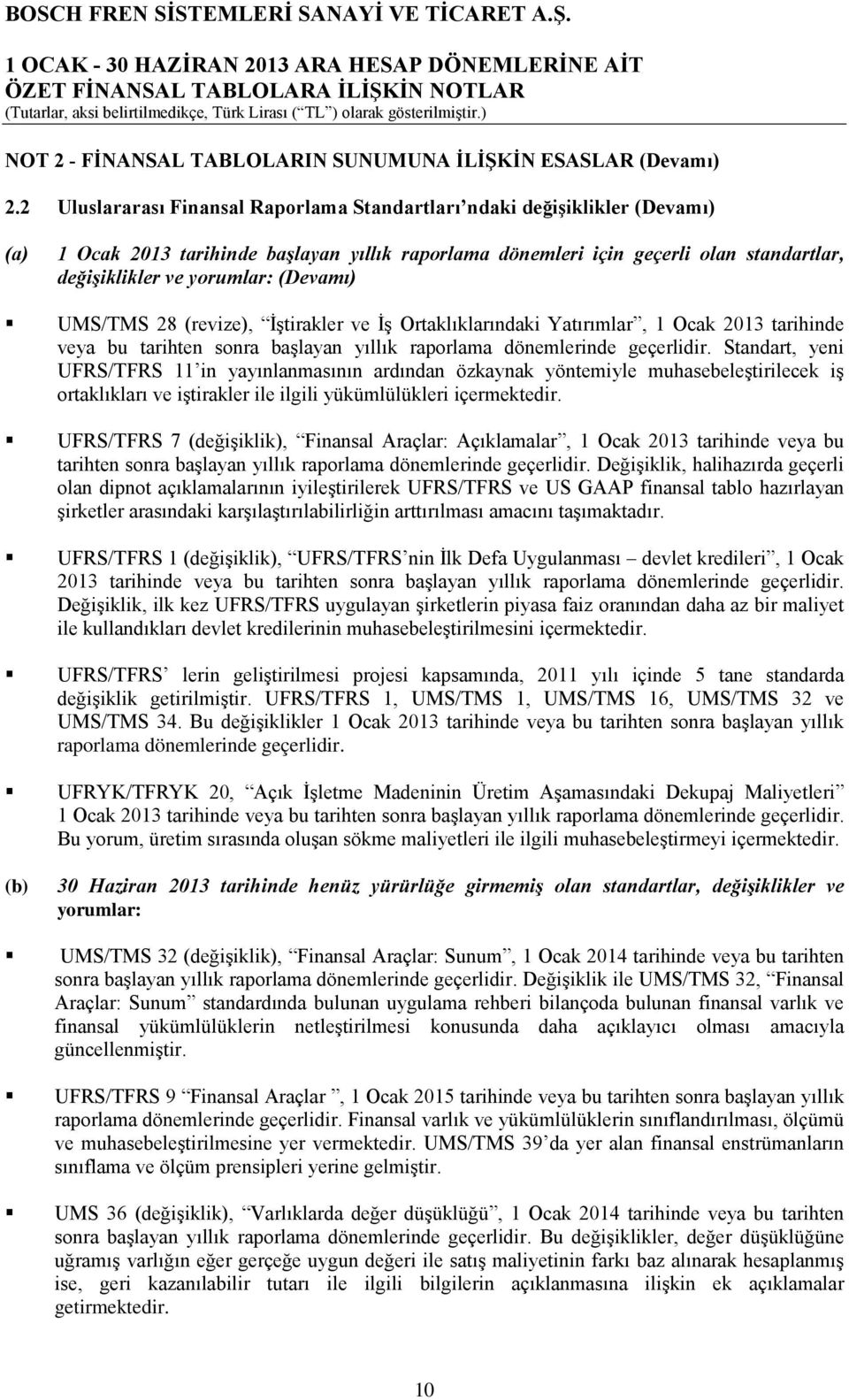 (Devamı) UMS/TMS 28 (revize), İştirakler ve İş Ortaklıklarındaki Yatırımlar, 1 Ocak 2013 tarihinde veya bu tarihten sonra başlayan yıllık raporlama dönemlerinde geçerlidir.