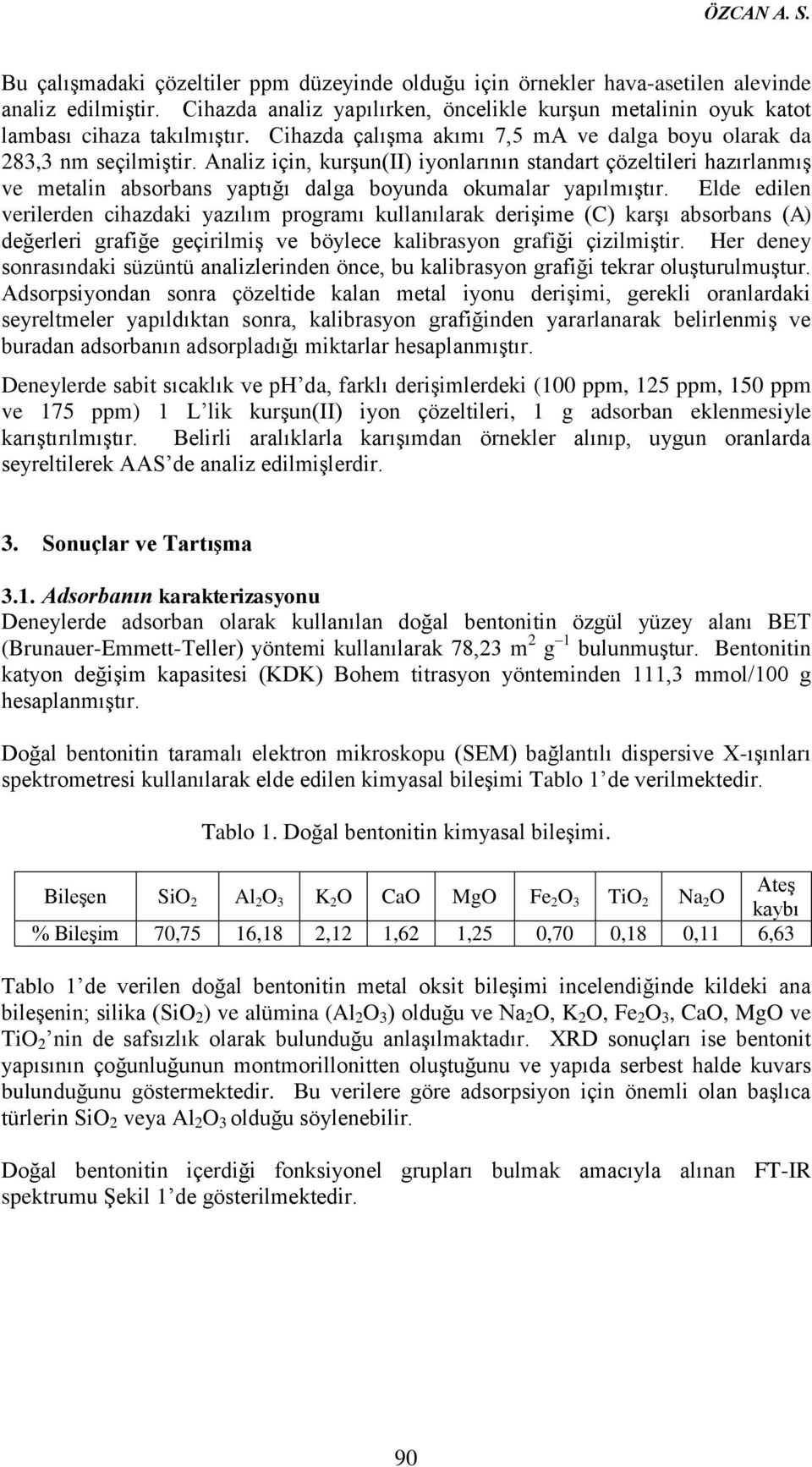 Analiz için, kurşun(ii) iyonlarının standart çözeltileri hazırlanmış ve metalin absorbans yaptığı dalga boyunda okumalar yapılmıştır.